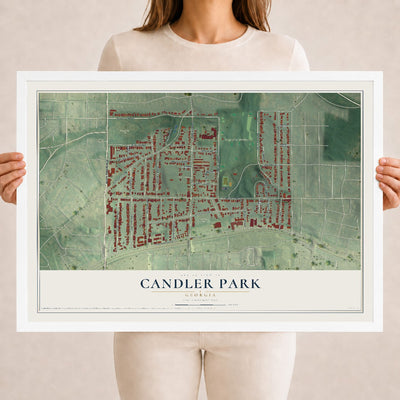Candler Park, Georgia map print, 18" x 24" W/ White Ayous Wood Frame mockup