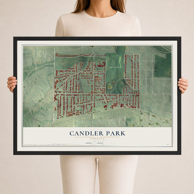 Candler Park, Georgia map print, 24" x 36" W/ Black Ayous Wood Frame mockup
