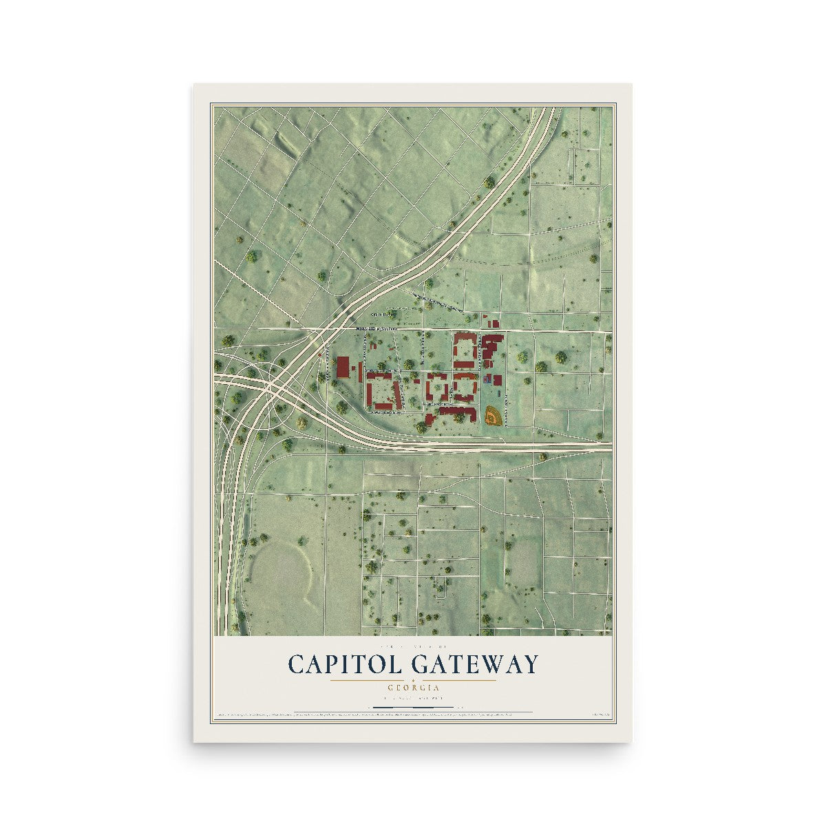 Capitol Gateway, Georgia map print, 12" x 18" Archival Matte Print mockup