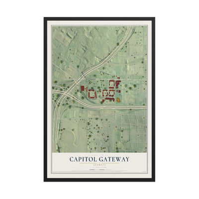 Capitol Gateway, Georgia map print, 12" x 18" W/ Black Ayous Wood Frame mockup