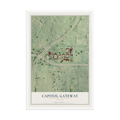 Capitol Gateway, Georgia map print, 12" x 18" W/ White Ayous Wood Frame mockup