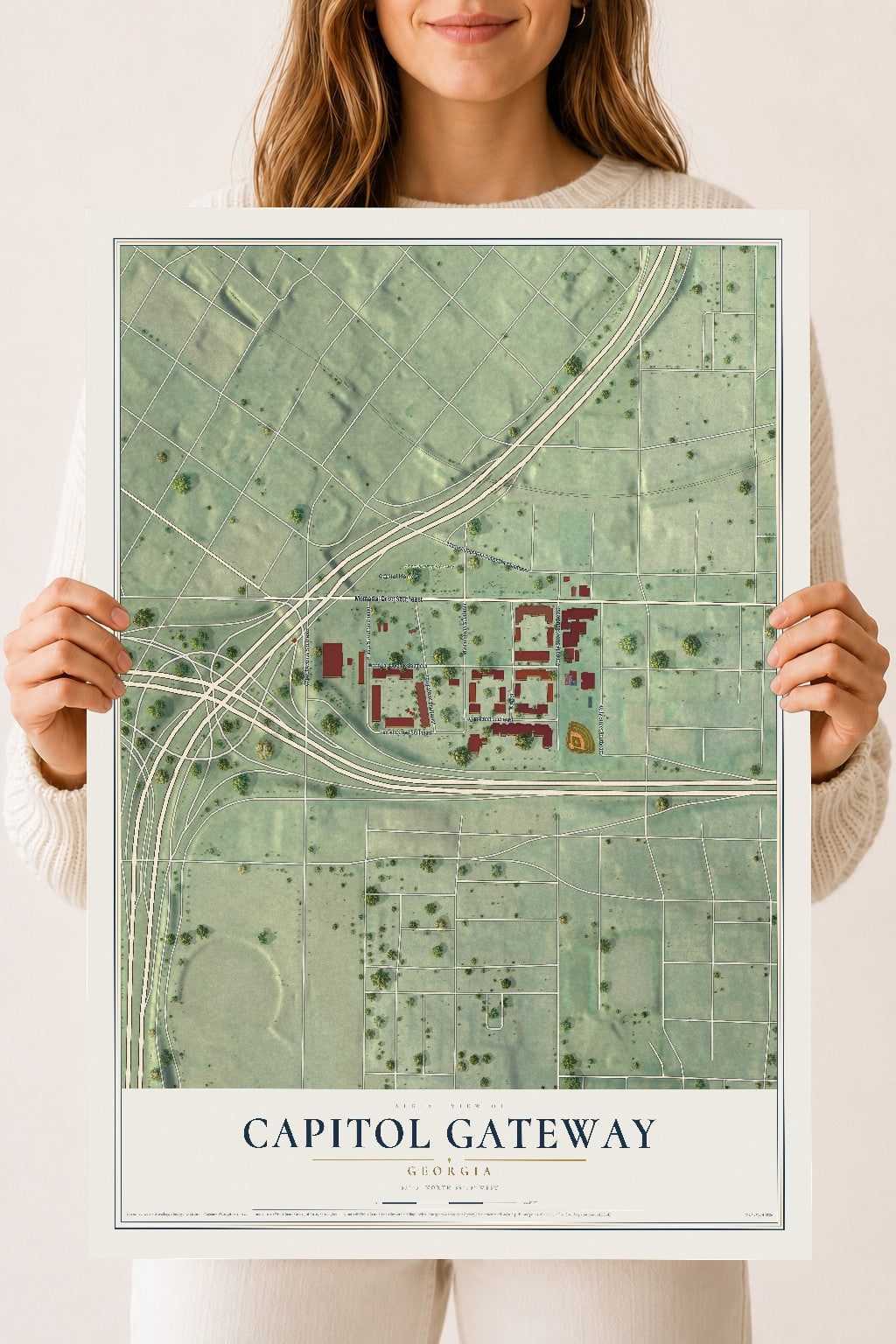 Capitol Gateway, Georgia map print, 18" x 24" Archival Matte Print mockup