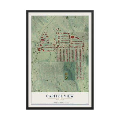 Capitol View, Georgia map print, 12" x 18" W/ Black Ayous Wood Frame mockup