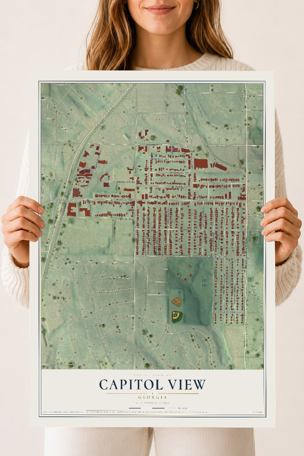 Capitol View, Georgia map print, 18" x 24" Archival Matte Print mockup