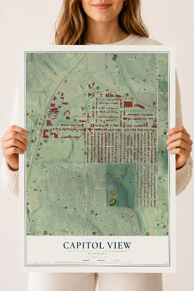 Capitol View, Georgia map print, 18" x 24" Archival Matte Print mockup