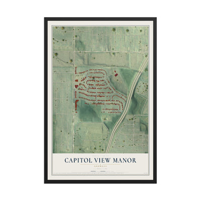 Capitol View Manor, Georgia map print, 12" x 18" W/ Black Ayous Wood Frame mockup