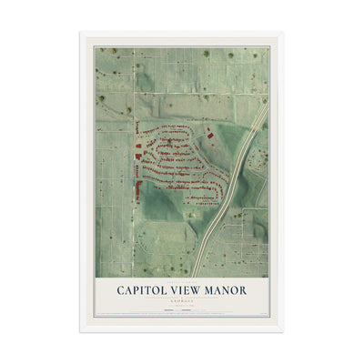 Capitol View Manor, Georgia map print, 12" x 18" W/ White Ayous Wood Frame mockup