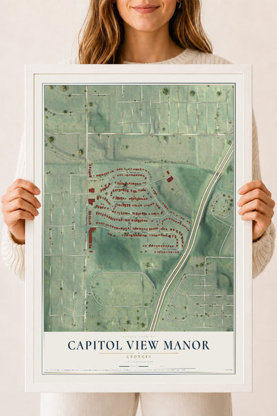 Capitol View Manor, Georgia map print, 18" x 24" W/ White Ayous Wood Frame mockup