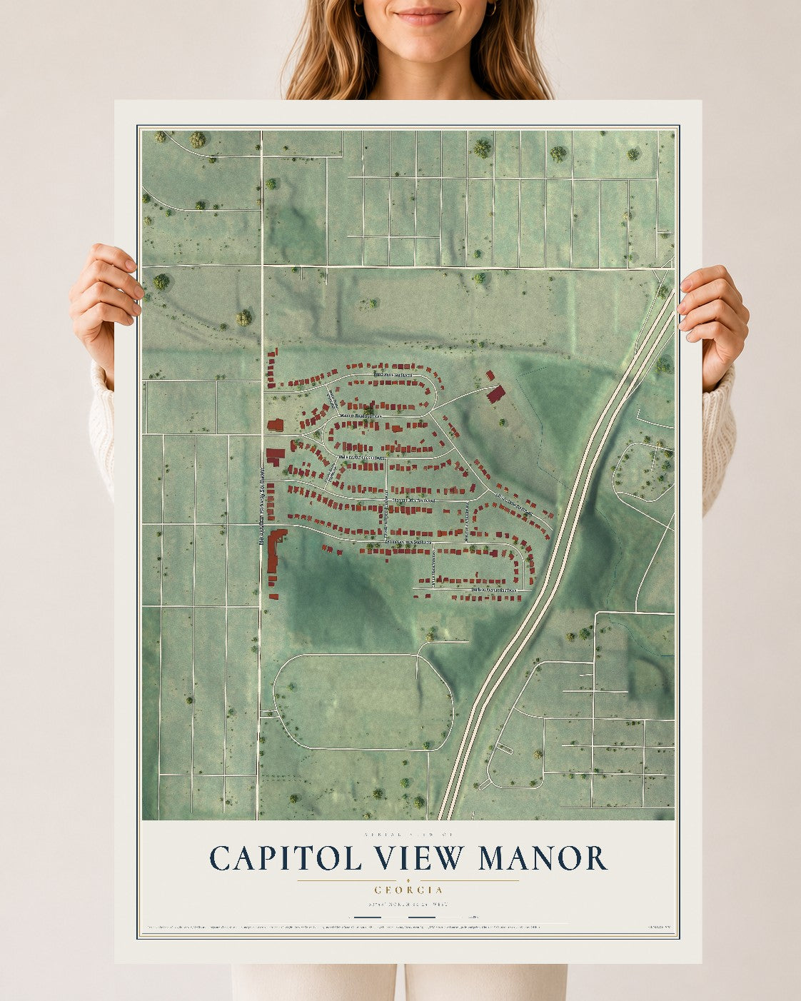 Capitol View Manor, Georgia map print, 24" x 36" Archival Matte Print mockup