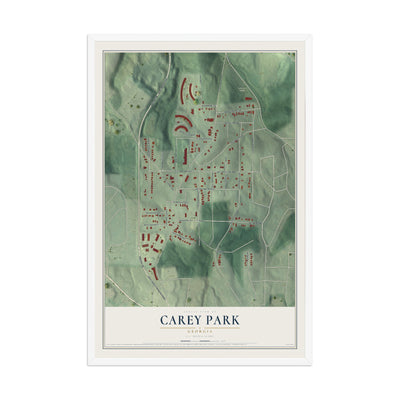 Carey Park, Georgia map print, 12" x 18" W/ White Ayous Wood Frame mockup