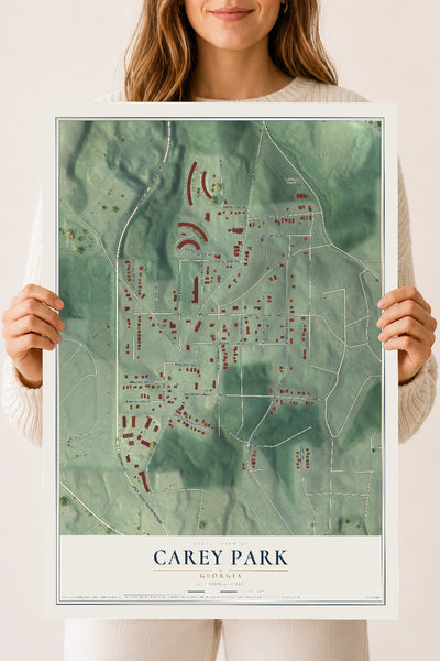 Carey Park, Georgia map print, 18" x 24" Archival Matte Print mockup