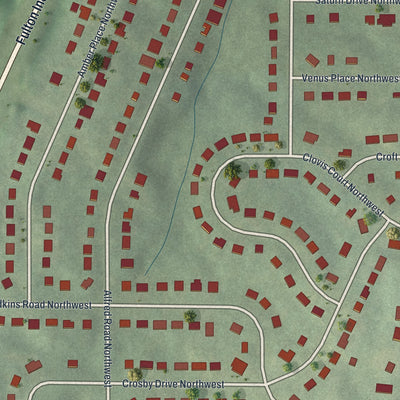 Close-up 1 of the Carroll Heights, Georgia map artwork