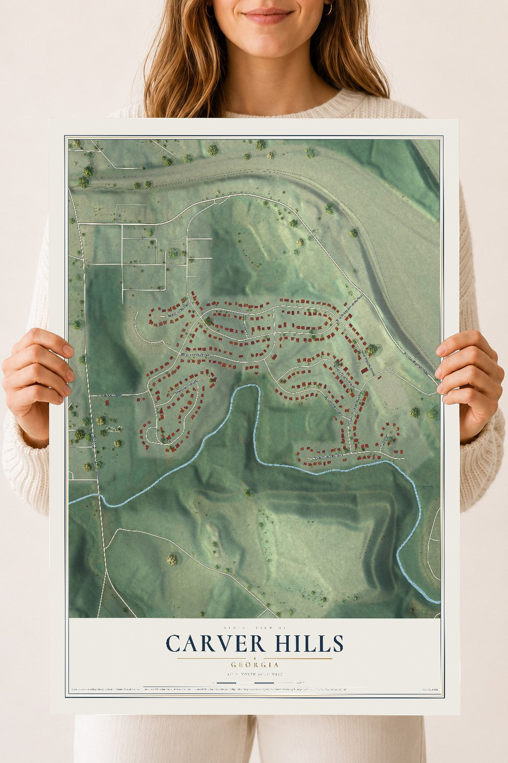 Carver Hills, Georgia map print, 18" x 24" Archival Matte Print mockup