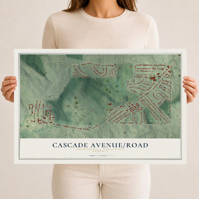 Cascade Avenue-Road, Georgia map print, 12" x 18" Archival Matte Print mockup