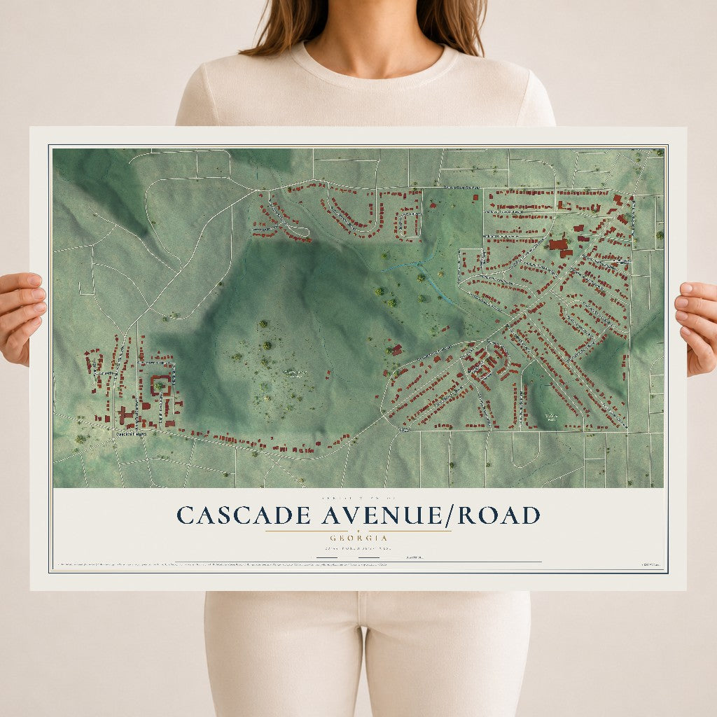 Cascade Avenue-Road, Georgia map print, 18" x 24" Archival Matte Print mockup