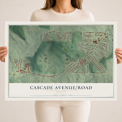 Cascade Avenue-Road, Georgia map print, 18" x 24" Archival Matte Print mockup