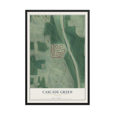 Cascade Green, Georgia map print, 12" x 18" W/ Black Ayous Wood Frame mockup