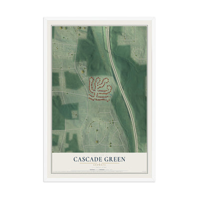 Cascade Green, Georgia map print, 12" x 18" W/ White Ayous Wood Frame mockup