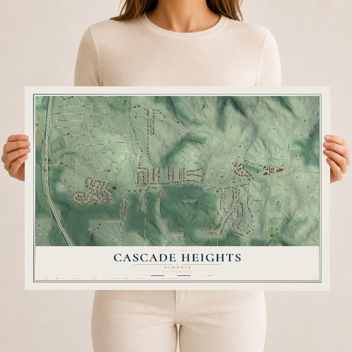 Cascade Heights, Georgia map print, 12" x 18" Archival Matte Print mockup