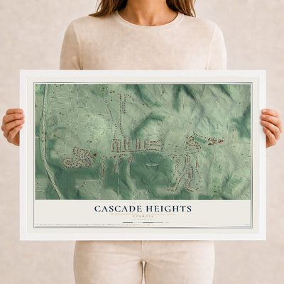 Cascade Heights, Georgia map print, 12" x 18" W/ White Ayous Wood Frame mockup