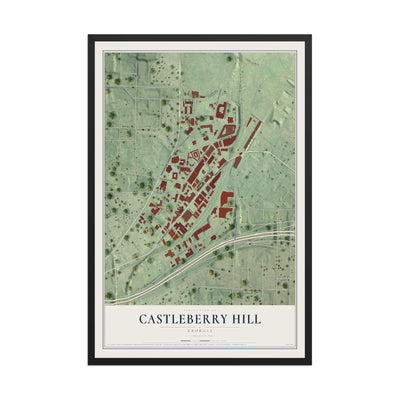 Castleberry Hill, Georgia map print, 12" x 18" W/ Black Ayous Wood Frame mockup