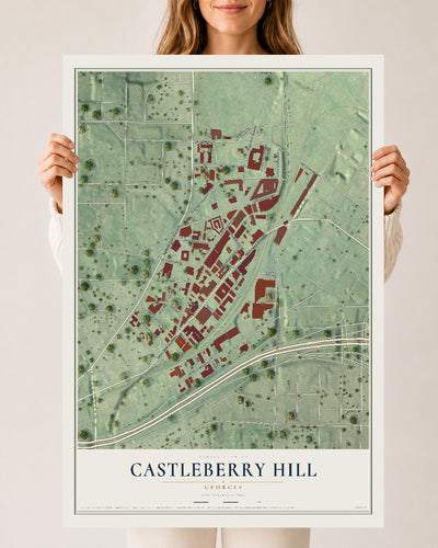 Castleberry Hill, Georgia map print, 24" x 36" Archival Matte Print mockup