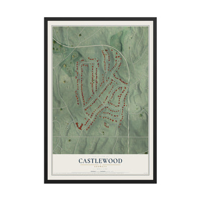 Castlewood, Georgia map print, 12" x 18" W/ Black Ayous Wood Frame mockup