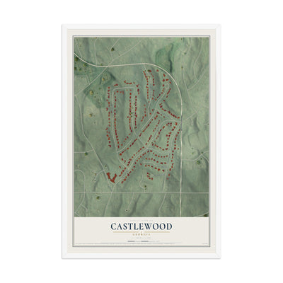Castlewood, Georgia map print, 12" x 18" W/ White Ayous Wood Frame mockup
