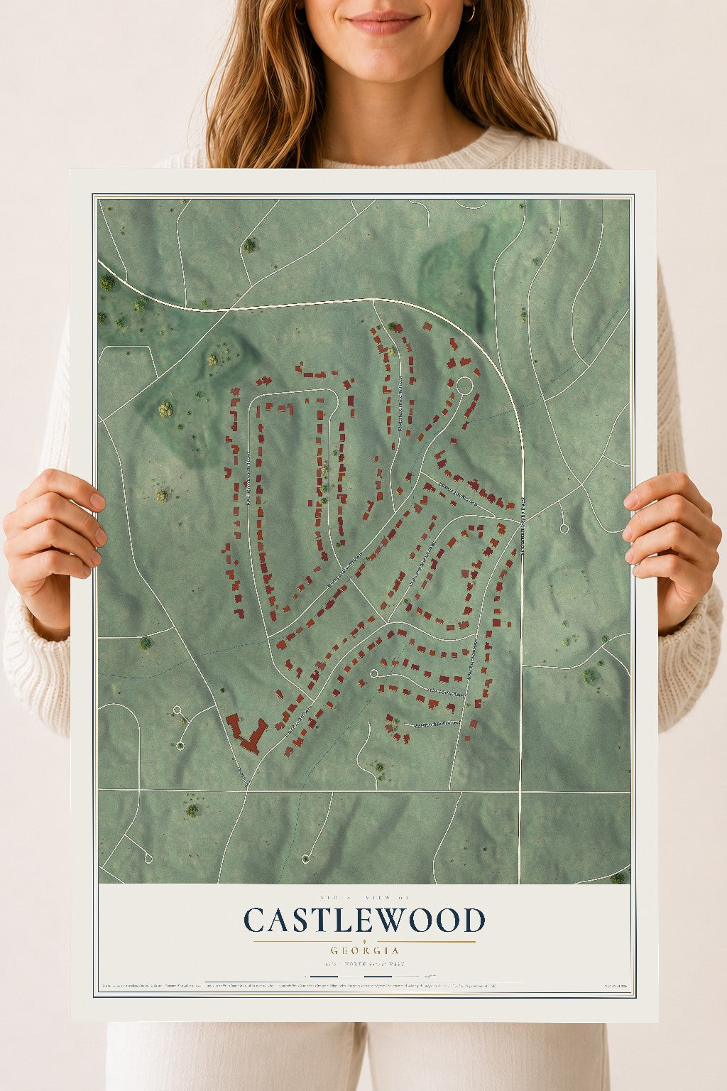Castlewood, Georgia map print, 18" x 24" Archival Matte Print mockup