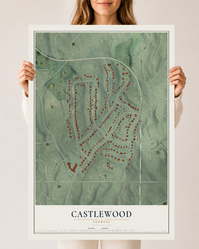 Castlewood, Georgia map print, 24" x 36" Archival Matte Print mockup