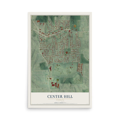 Center Hill, Georgia map print, 12" x 18" Archival Matte Print mockup