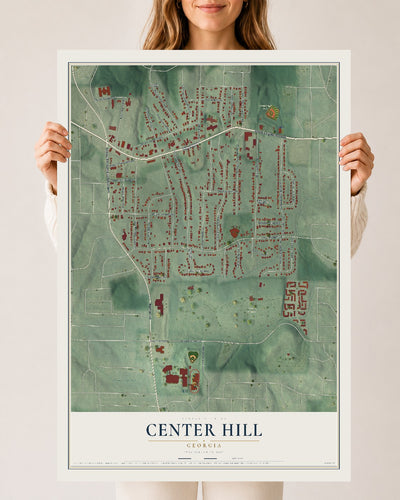 Center Hill, Georgia map print, 24" x 36" Archival Matte Print mockup