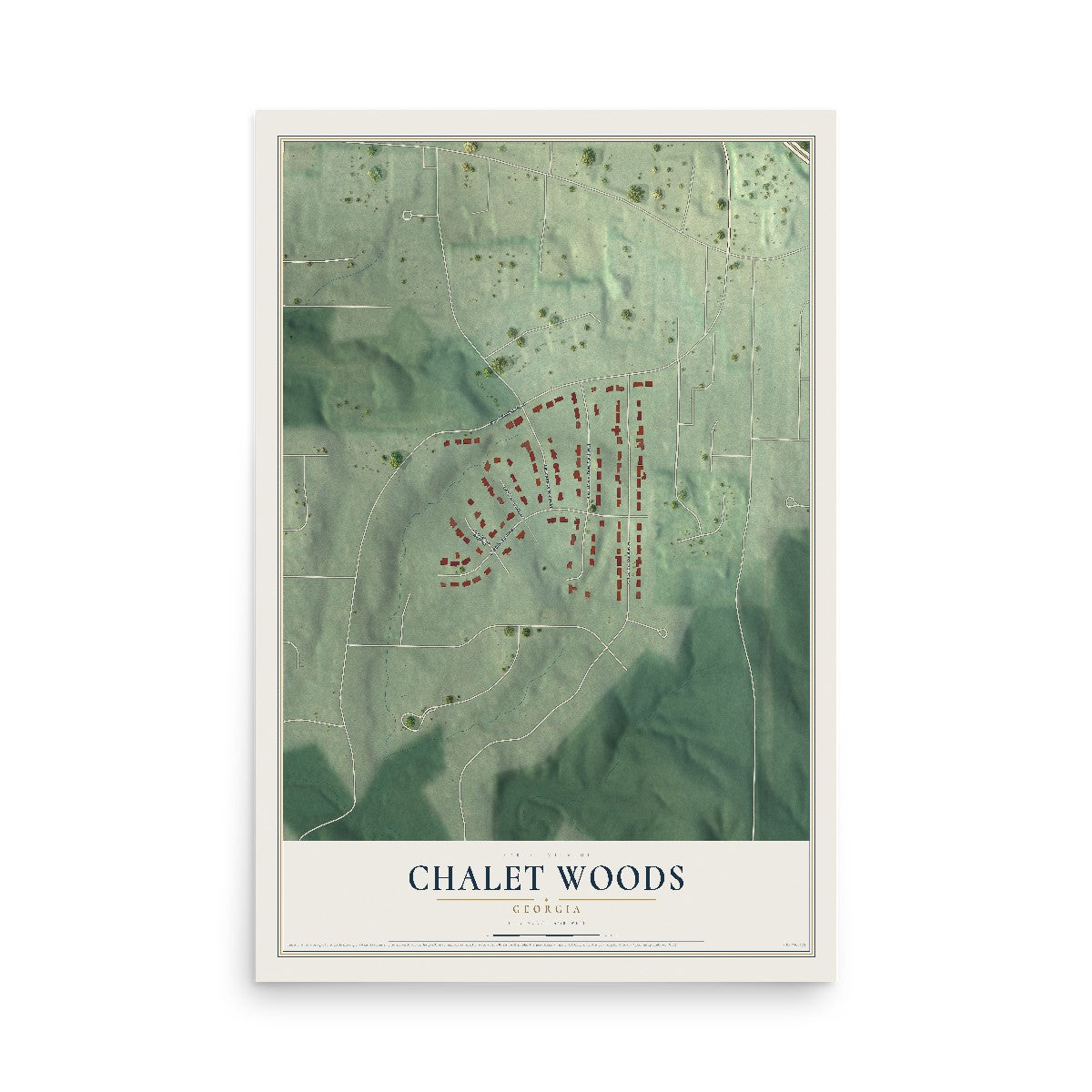 Chalet Woods, Georgia map print, 12" x 18" Archival Matte Print mockup