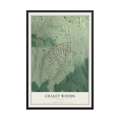 Chalet Woods, Georgia map print, 12" x 18" W/ Black Ayous Wood Frame mockup
