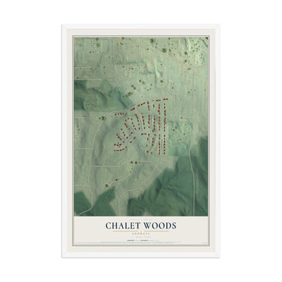 Chalet Woods, Georgia map print, 12" x 18" W/ White Ayous Wood Frame mockup