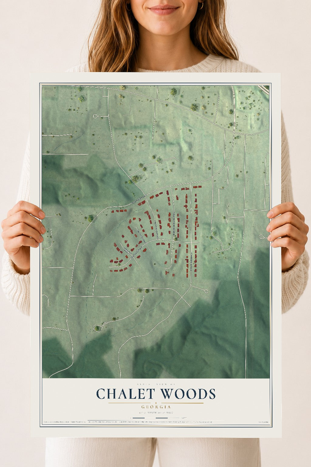 Chalet Woods, Georgia map print, 18" x 24" Archival Matte Print mockup