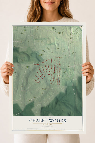 Chalet Woods, Georgia map print, 18" x 24" Archival Matte Print mockup