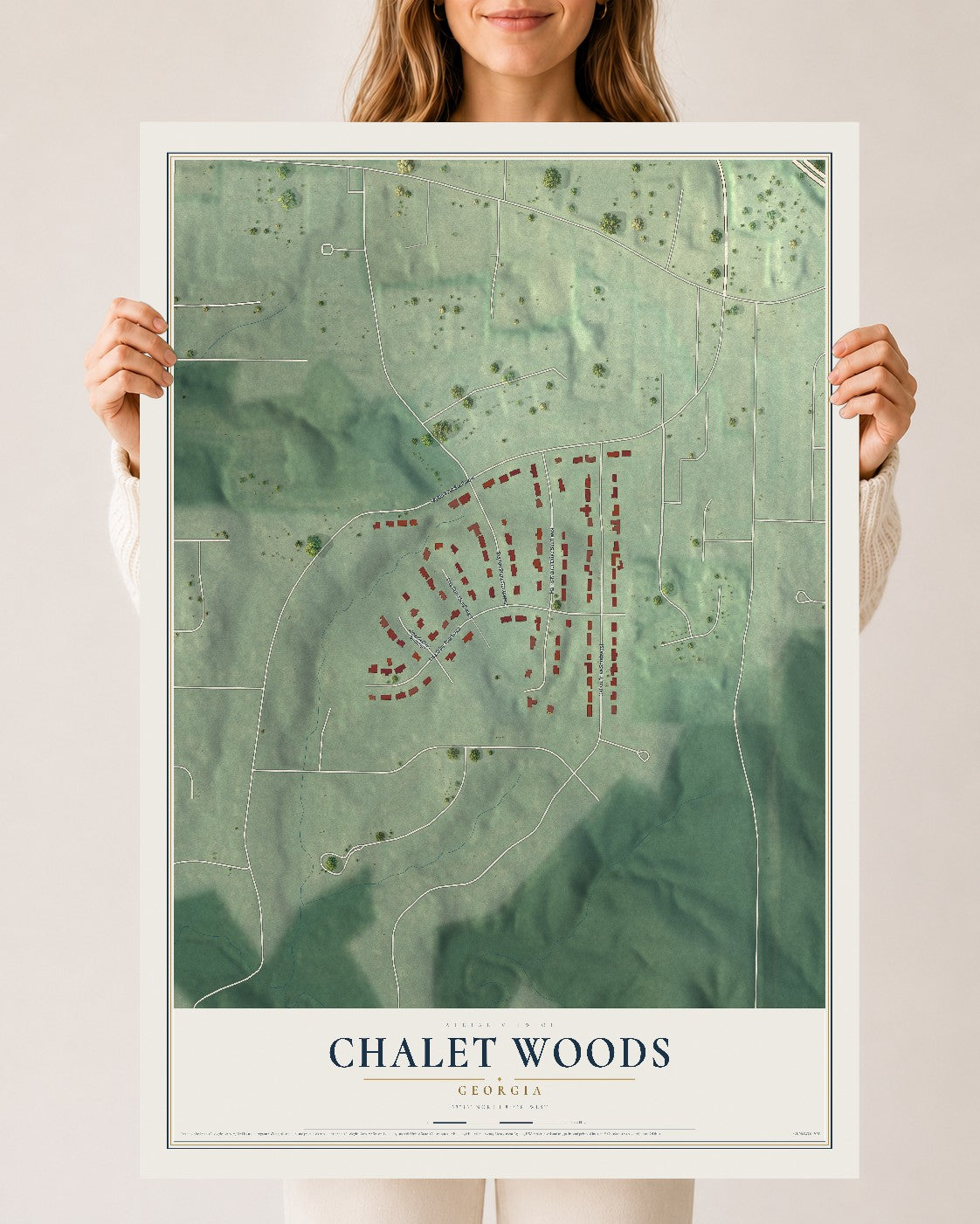 Chalet Woods, Georgia map print, 24" x 36" Archival Matte Print mockup