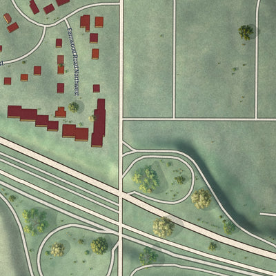 Close-up 1 of the Channing Valley, Georgia map artwork