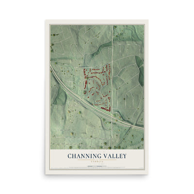 Channing Valley, Georgia map print, 12" x 18" Archival Matte Print mockup