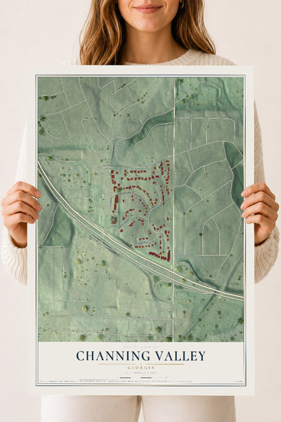 Channing Valley, Georgia map print, 18" x 24" Archival Matte Print mockup