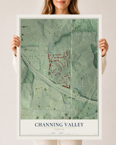 Channing Valley, Georgia map print, 24" x 36" Archival Matte Print mockup