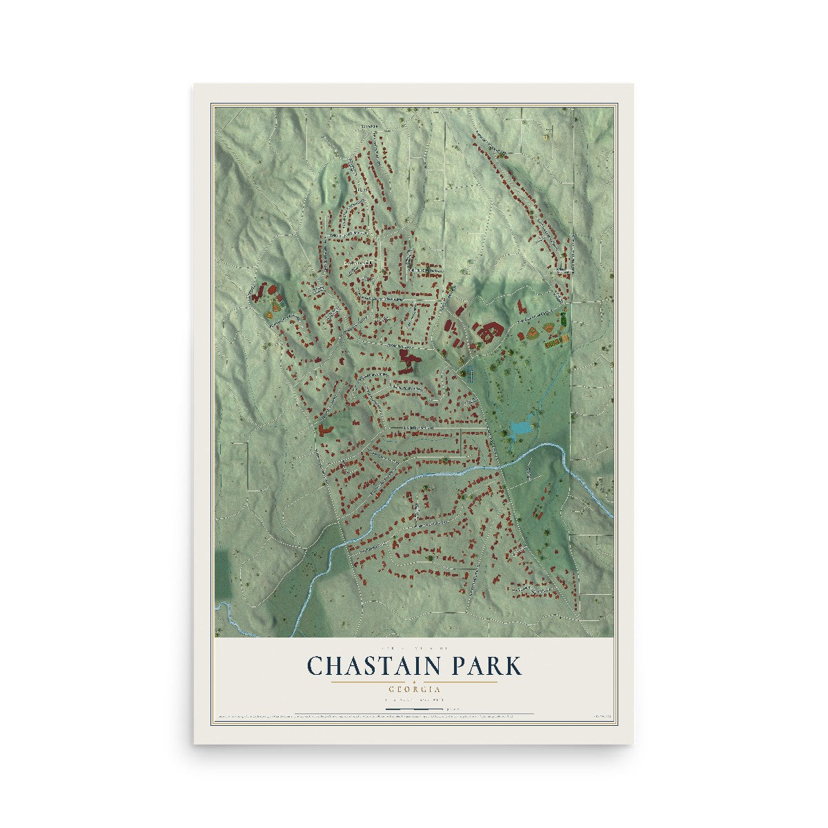 Chastain Park, Georgia map print, 12" x 18" Archival Matte Print mockup