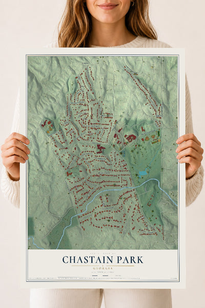 Chastain Park, Georgia map print, 18" x 24" Archival Matte Print mockup