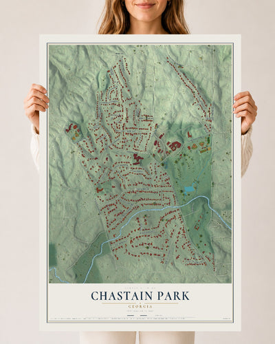 Chastain Park, Georgia map print, 24" x 36" Archival Matte Print mockup
