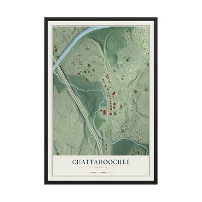 Chattahoochee, Georgia map print, 12" x 18" W/ Black Ayous Wood Frame mockup