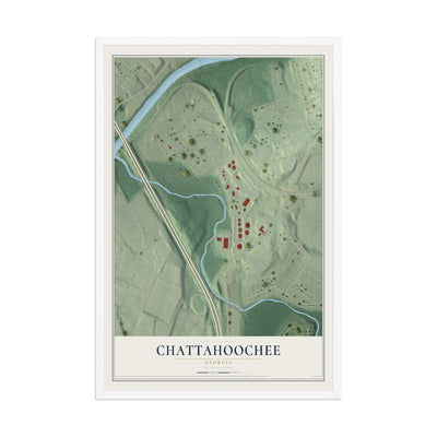 Chattahoochee, Georgia map print, 12" x 18" W/ White Ayous Wood Frame mockup