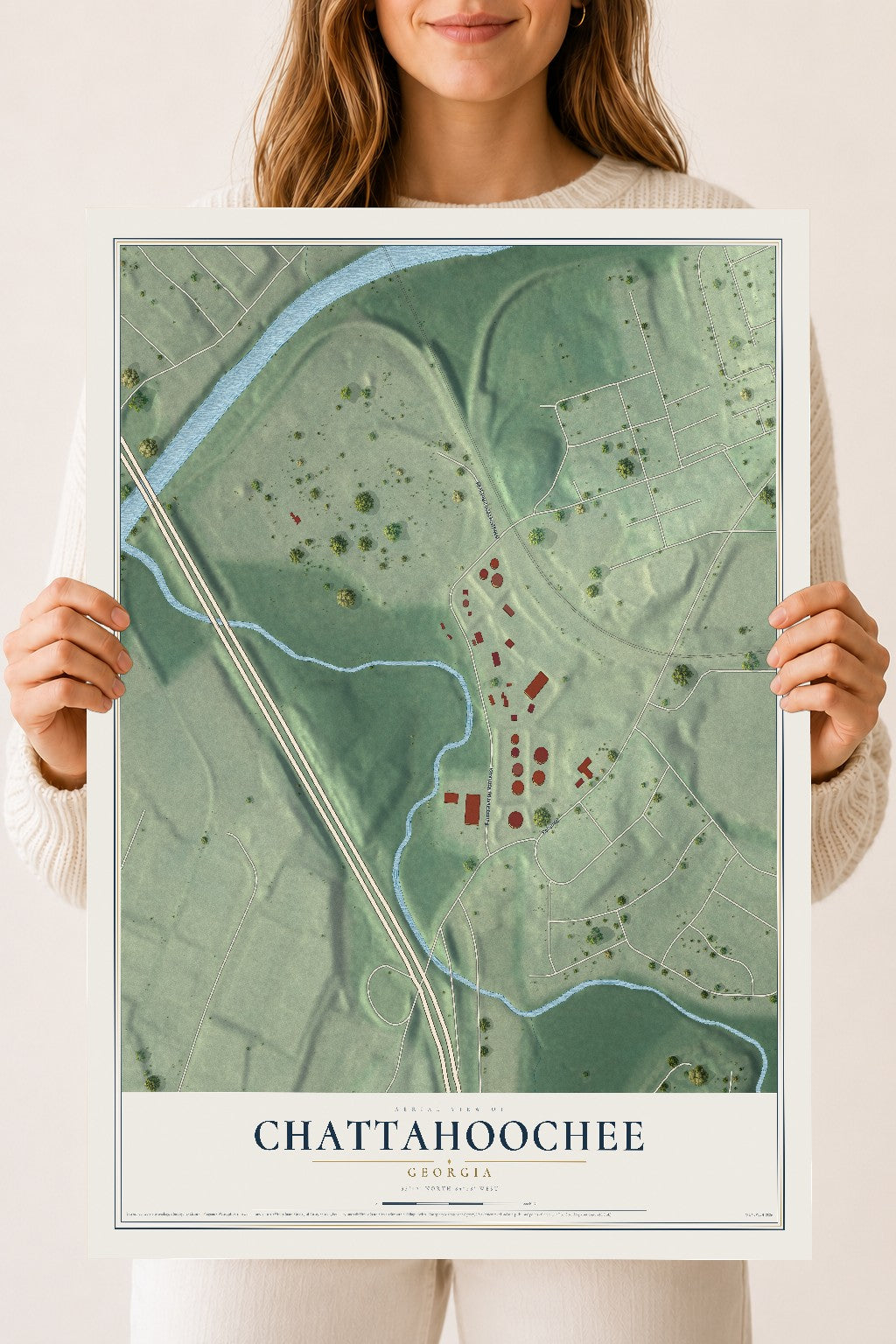 Chattahoochee, Georgia map print, 18" x 24" Archival Matte Print mockup