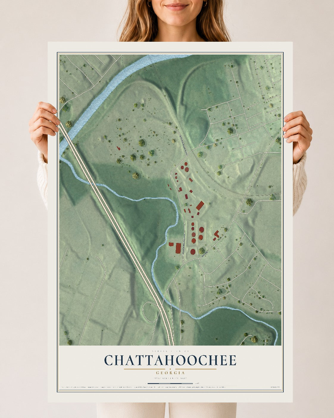 Chattahoochee, Georgia map print, 24" x 36" Archival Matte Print mockup