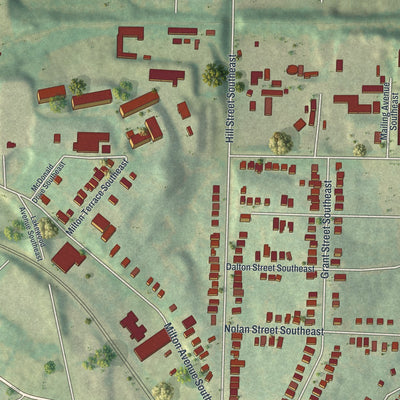 Close-up 1 of the Chosewood Park, Georgia map artwork